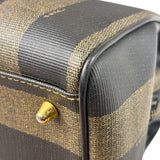 Fendi Brown/Black Leather Pequin Boston Bag