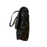 Coach Vintage Black Leather Trim C Canvas Flap Snap Clutch Wristlet