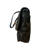 Coach Vintage Black Leather Trim C Canvas Flap Snap Clutch Wristlet