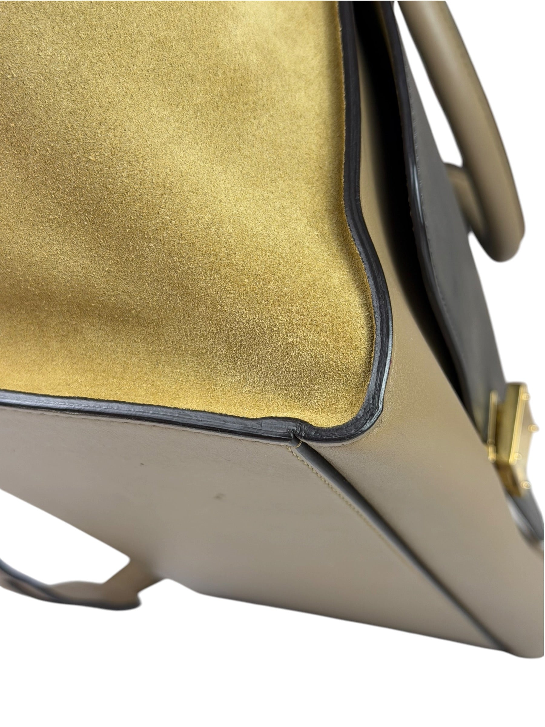 Celine Tri-Color Beige Leather/Suede Trapeze Medium Two-Way Bag