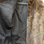 Vintage Dark Brown Chevron Fur Coat