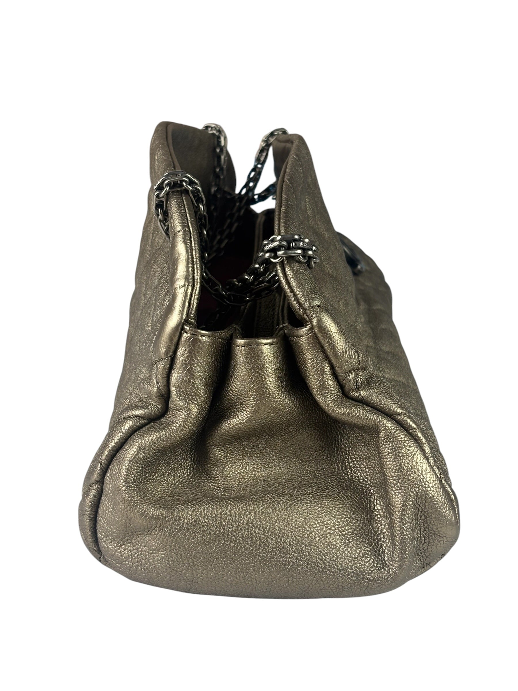 Chanel Metallic Gold Quilted Caviar Just Mademoiselle Bowling Bag 2010