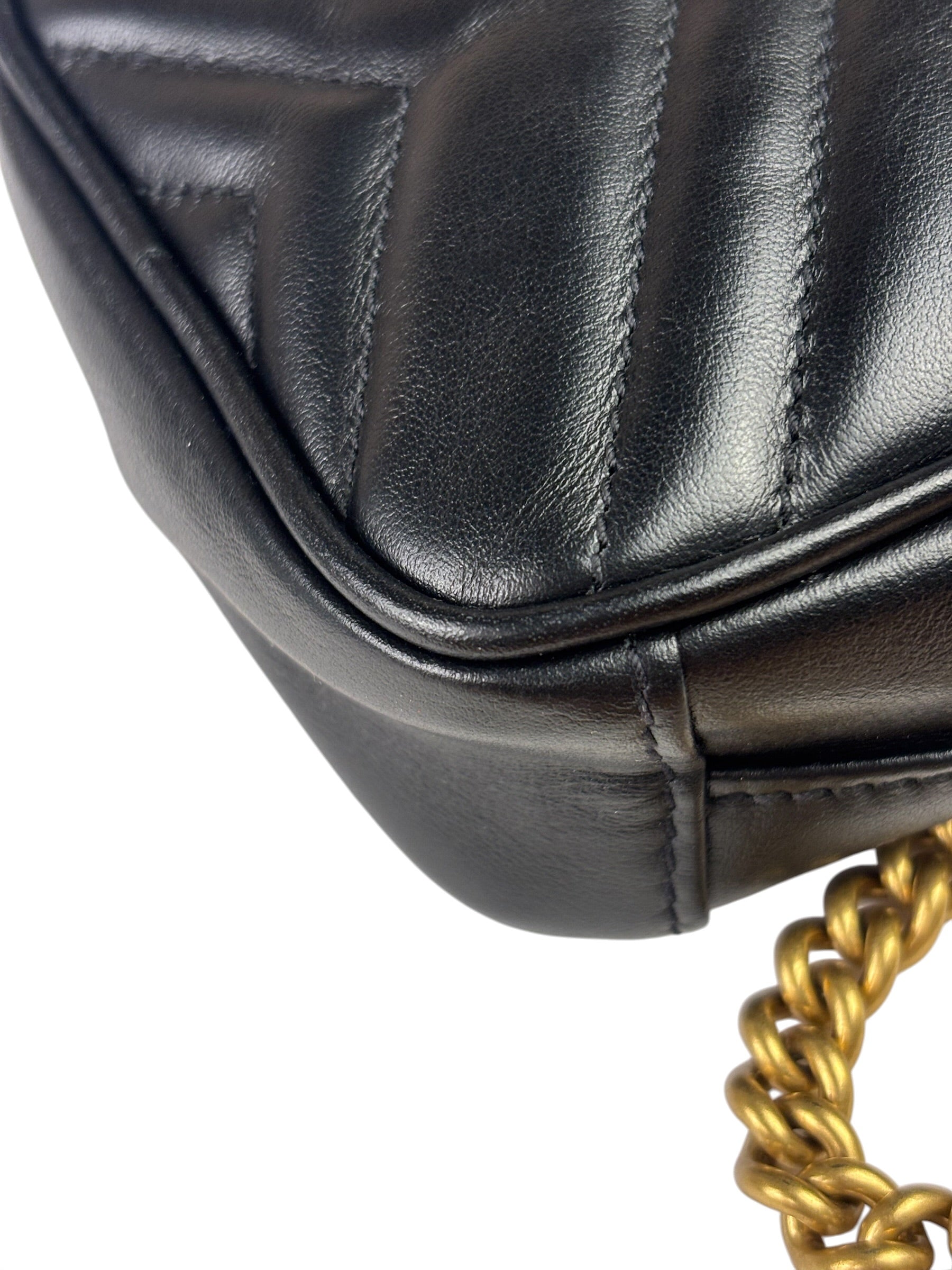 Gucci Black Leather Vertical Marmont Phone Crossbody Bag
