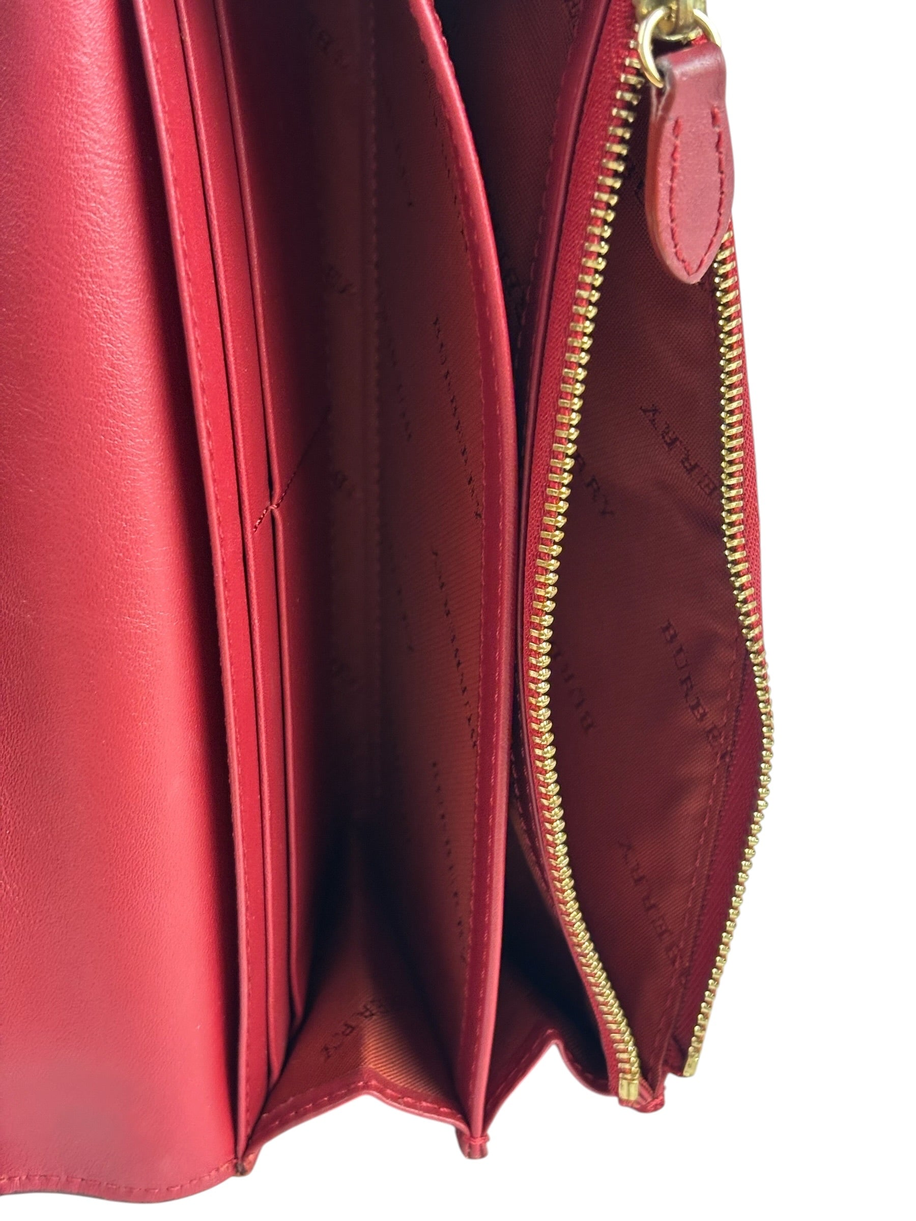 Burberry Red Leather House Check Continental Long Wallet