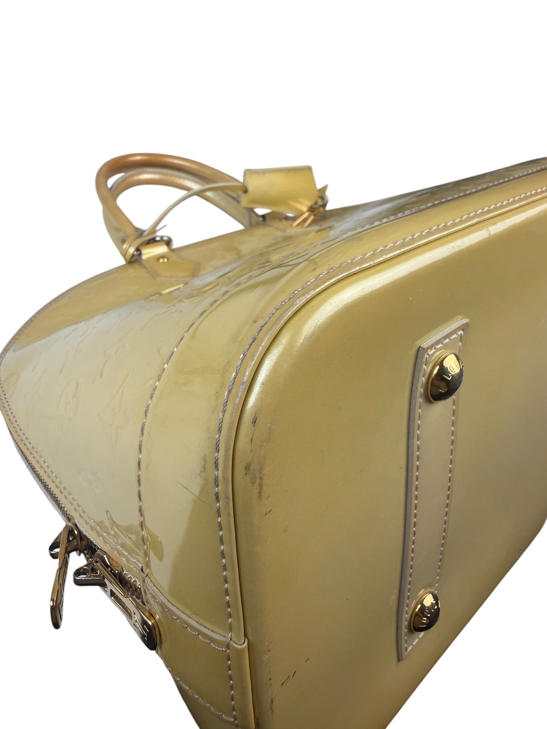 Louis Vuitton Yellow Monogram Vernis Alma Handbag