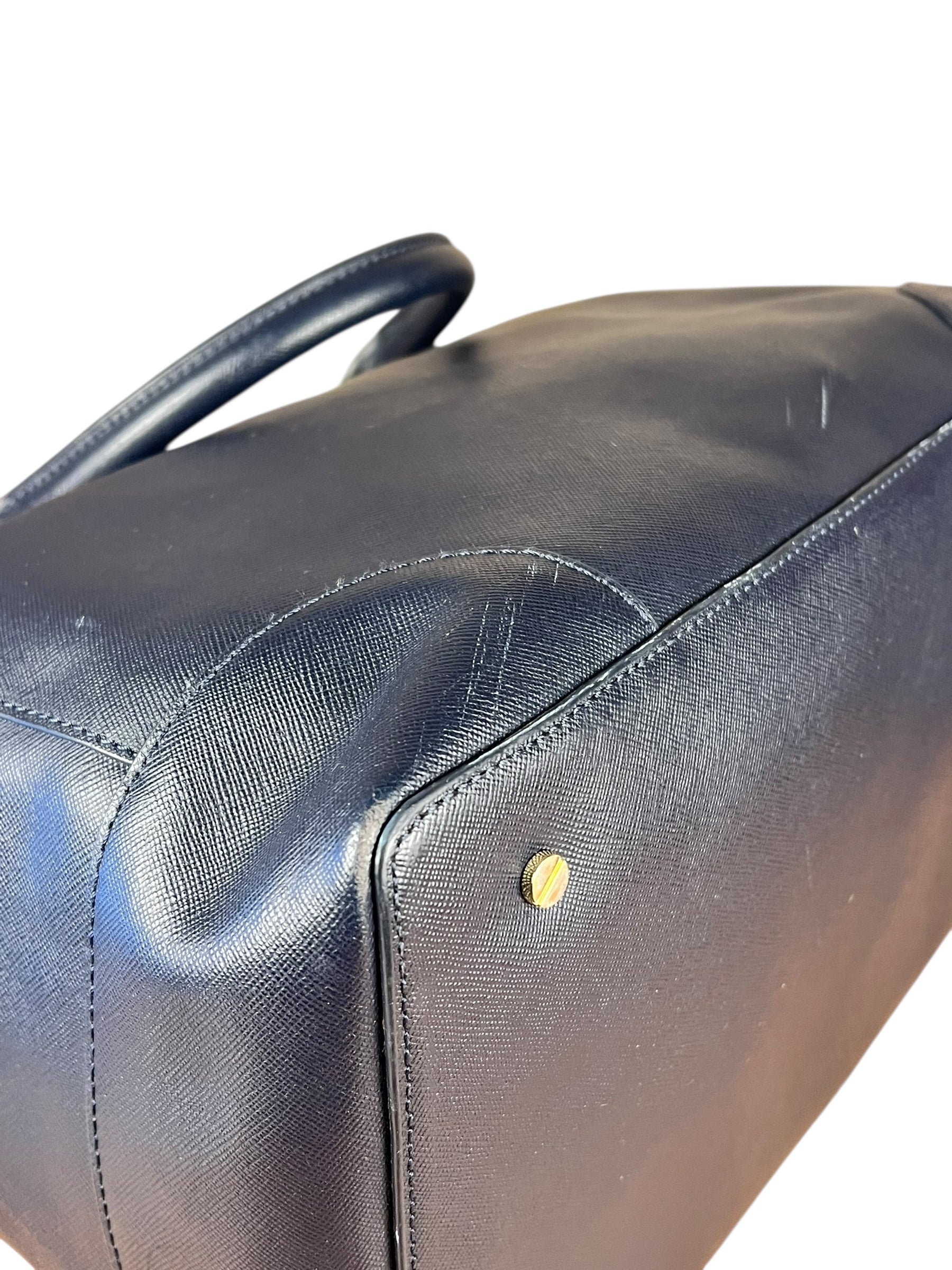 Tory Burch Saffiano Leather Navy Boston Bag