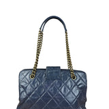 Chanel Blue Aged Quilted 2.55 Leather Chain Tote 2011