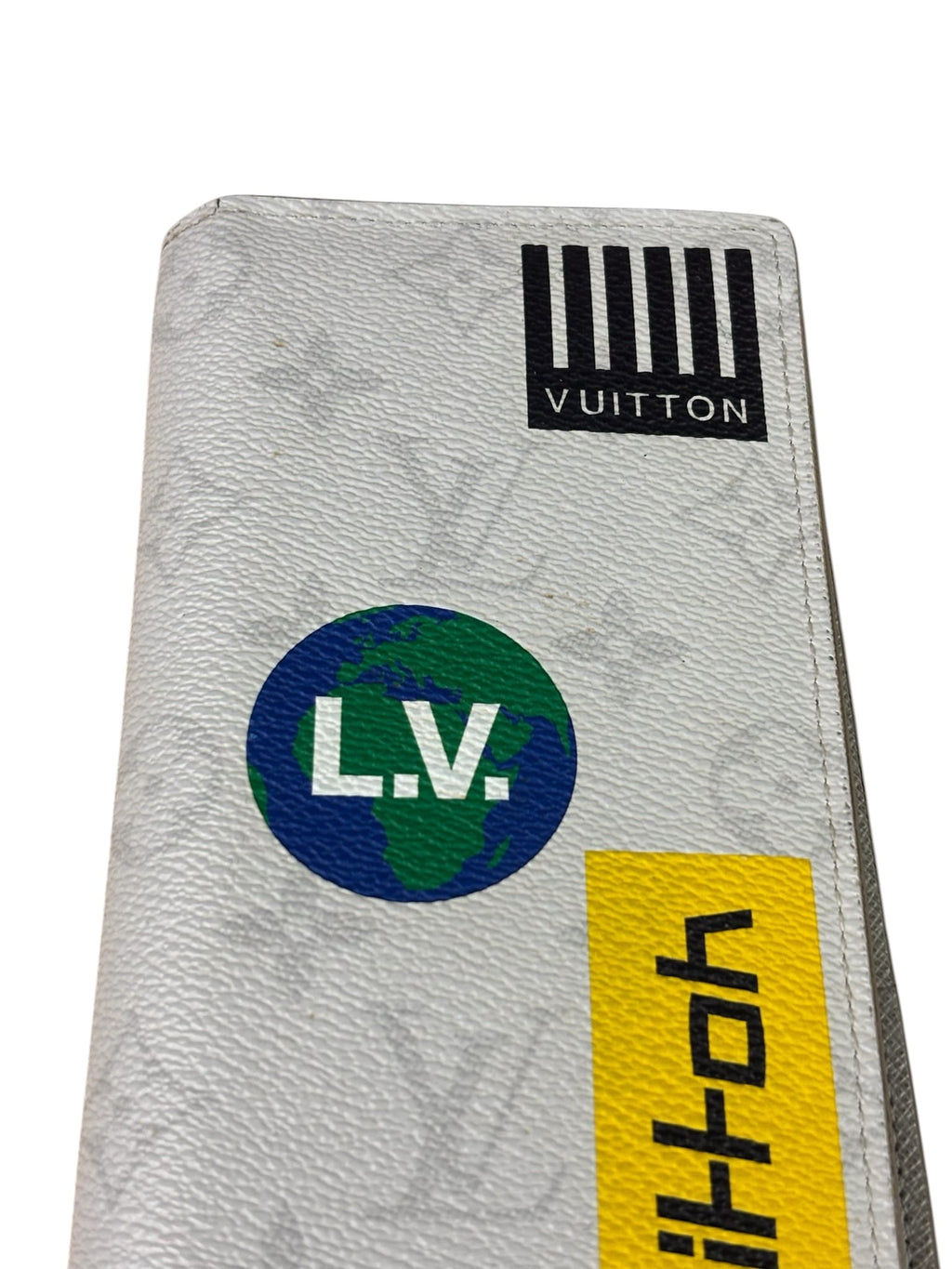 Louis Vuitton Grey Monogram Logo Story Brazza Flap Wallet