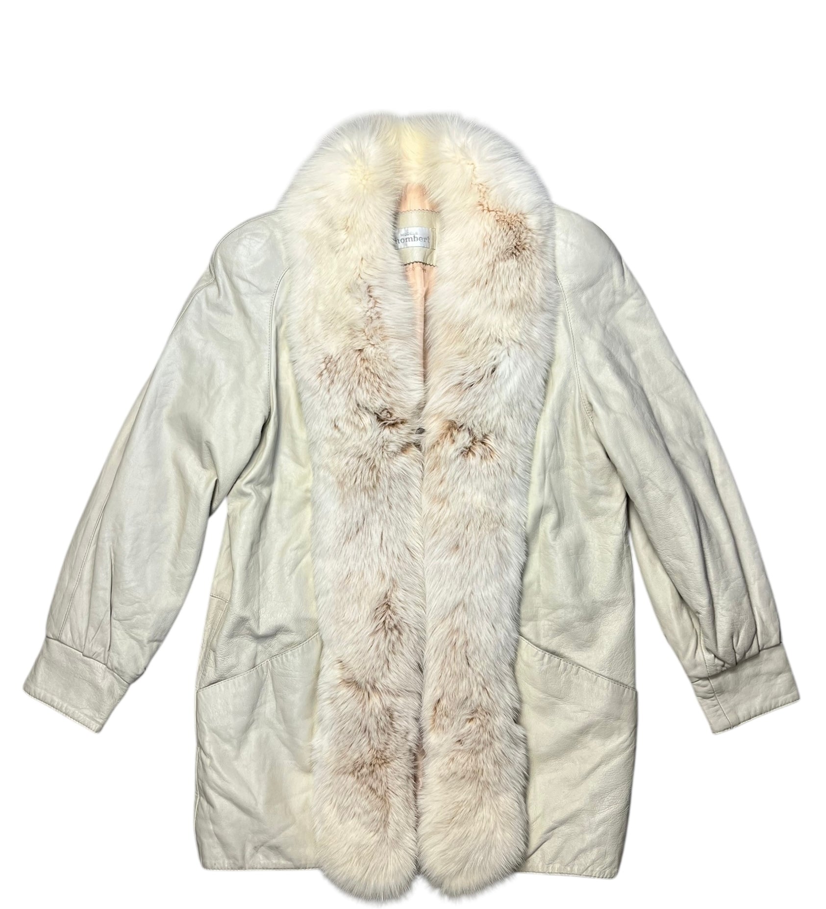 Modéle Chombert Leather Fur Lined Coat Ivory