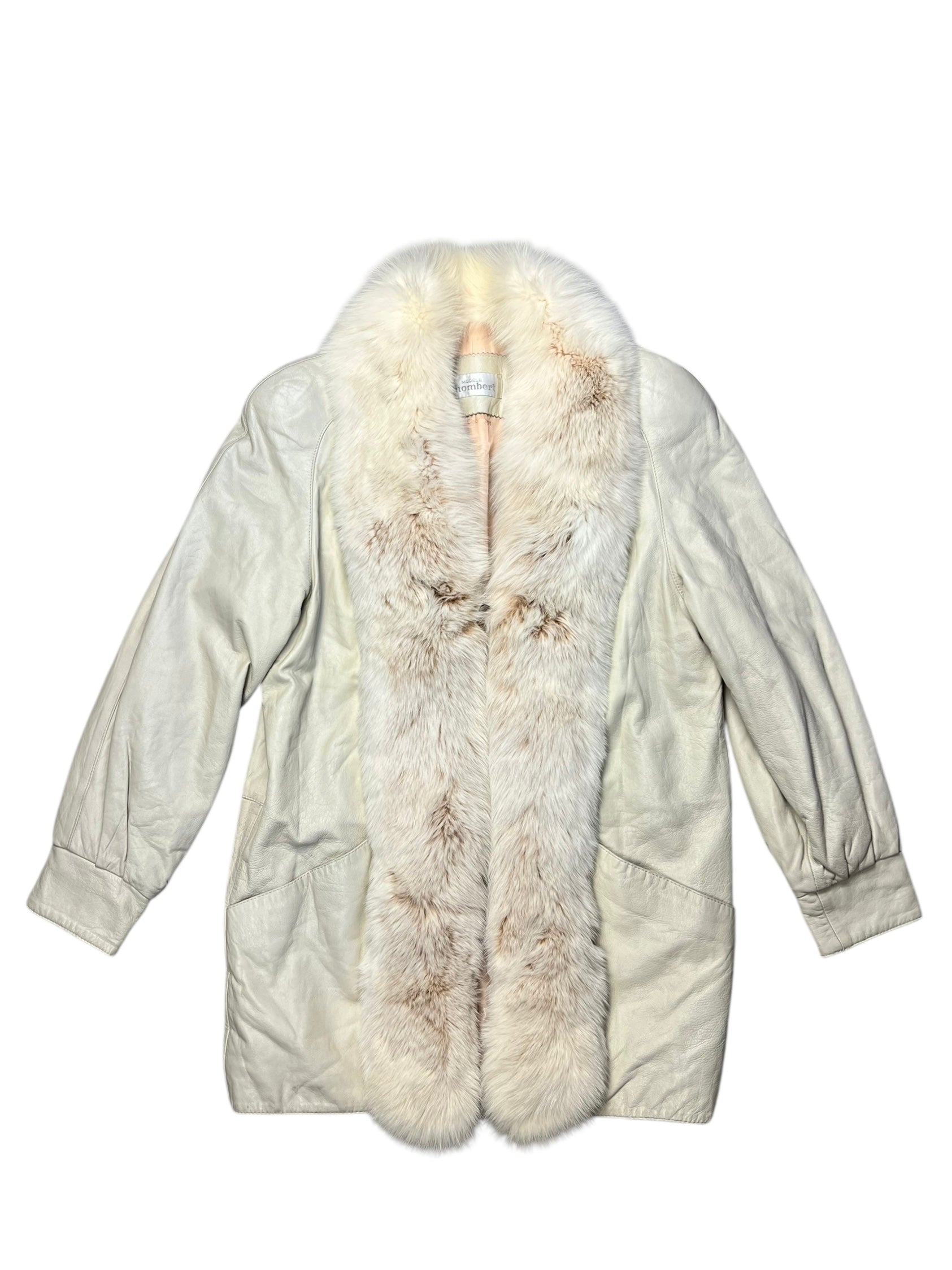Modéle Chombert Leather Fur Lined Coat Ivory
