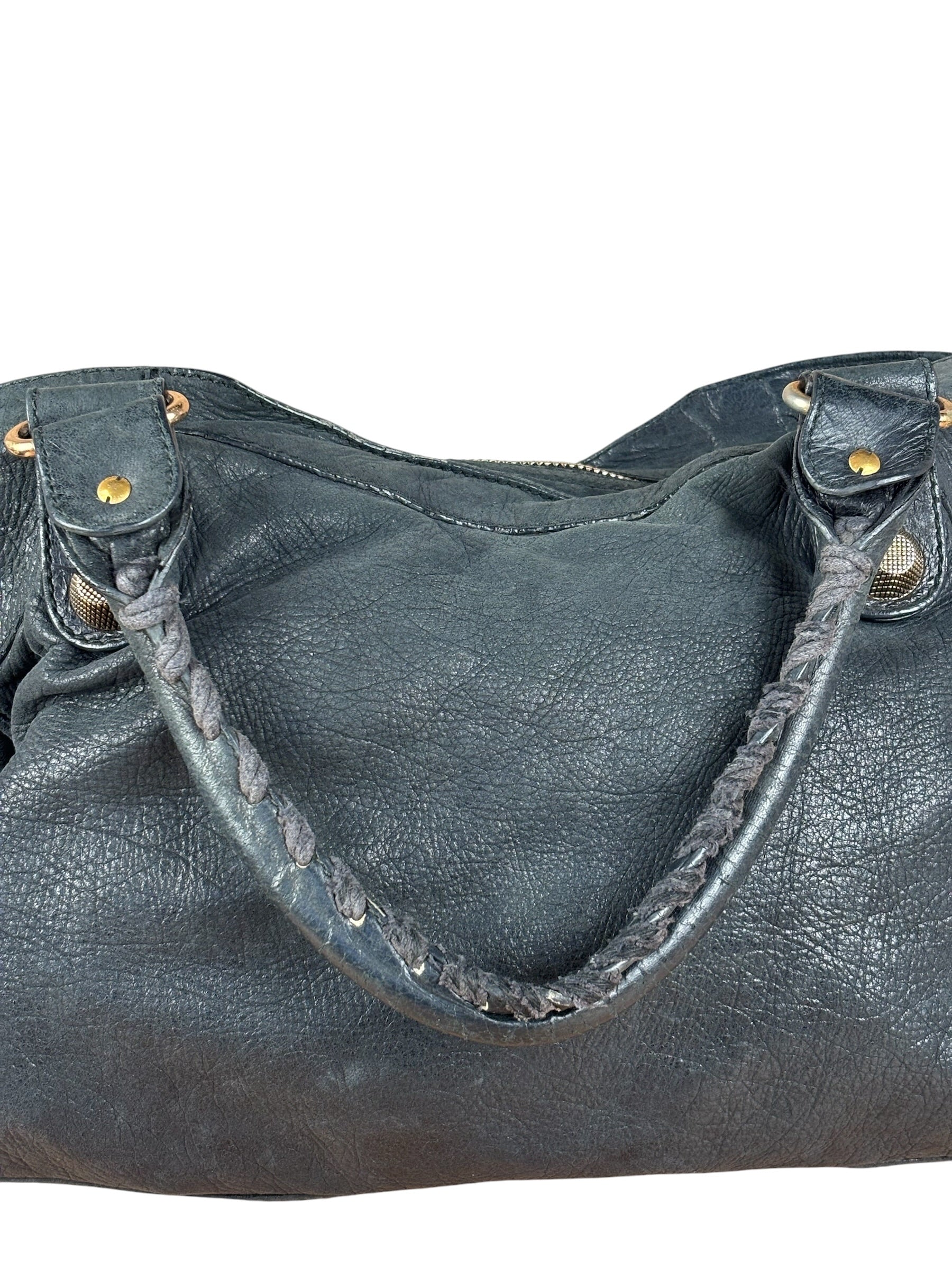 Balenciaga Black Leather Giant Gold City Two-Way Bag 21