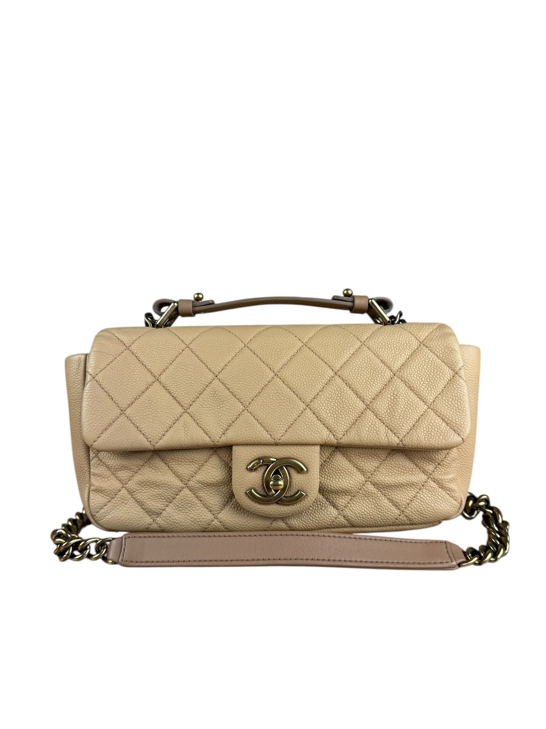 Chanel 2012 Diamond Chain Beige Single Flap