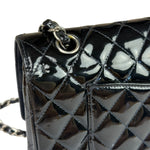 Chanel Black Patent Quilted Leather Double Flap Bag