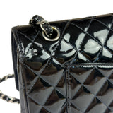 Chanel Black Patent Quilted Leather Double Flap Bag