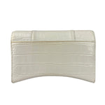 Balenciaga White Crocodile Embossed Hourglass Wallet On Chain