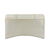Balenciaga White Crocodile Embossed Hourglass Wallet On Chain