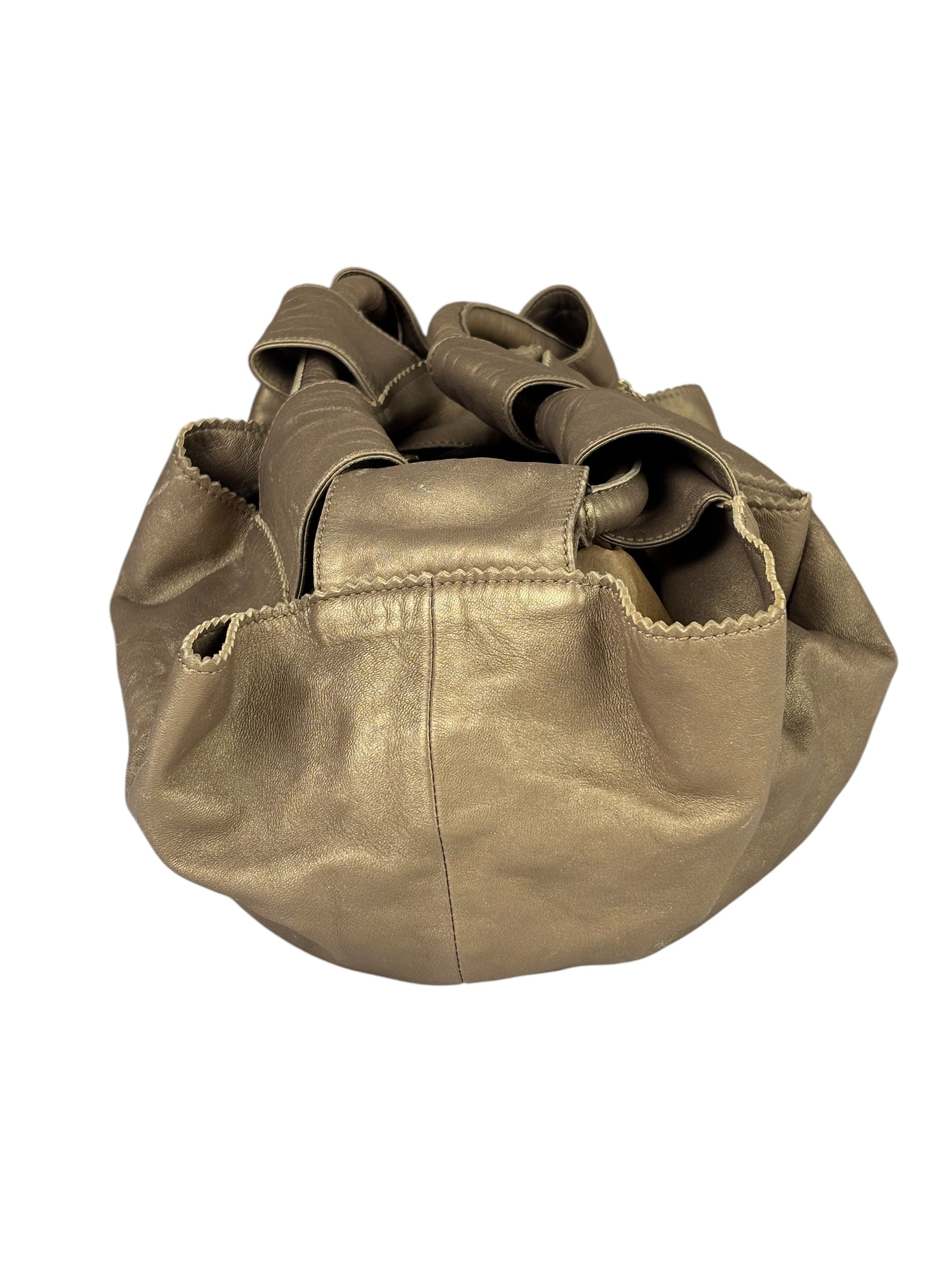 Loewe Metallic Gold Leather Nappa Aire Handbag