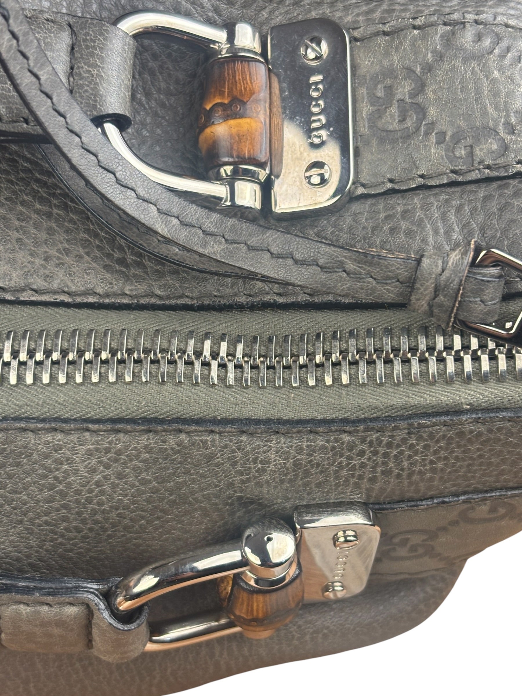 Gucci Supple Gray Bamboo Bar Medium Shoulder Bag