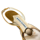 Manolo Blahnik Nude Leather Slingback Kitten Heels