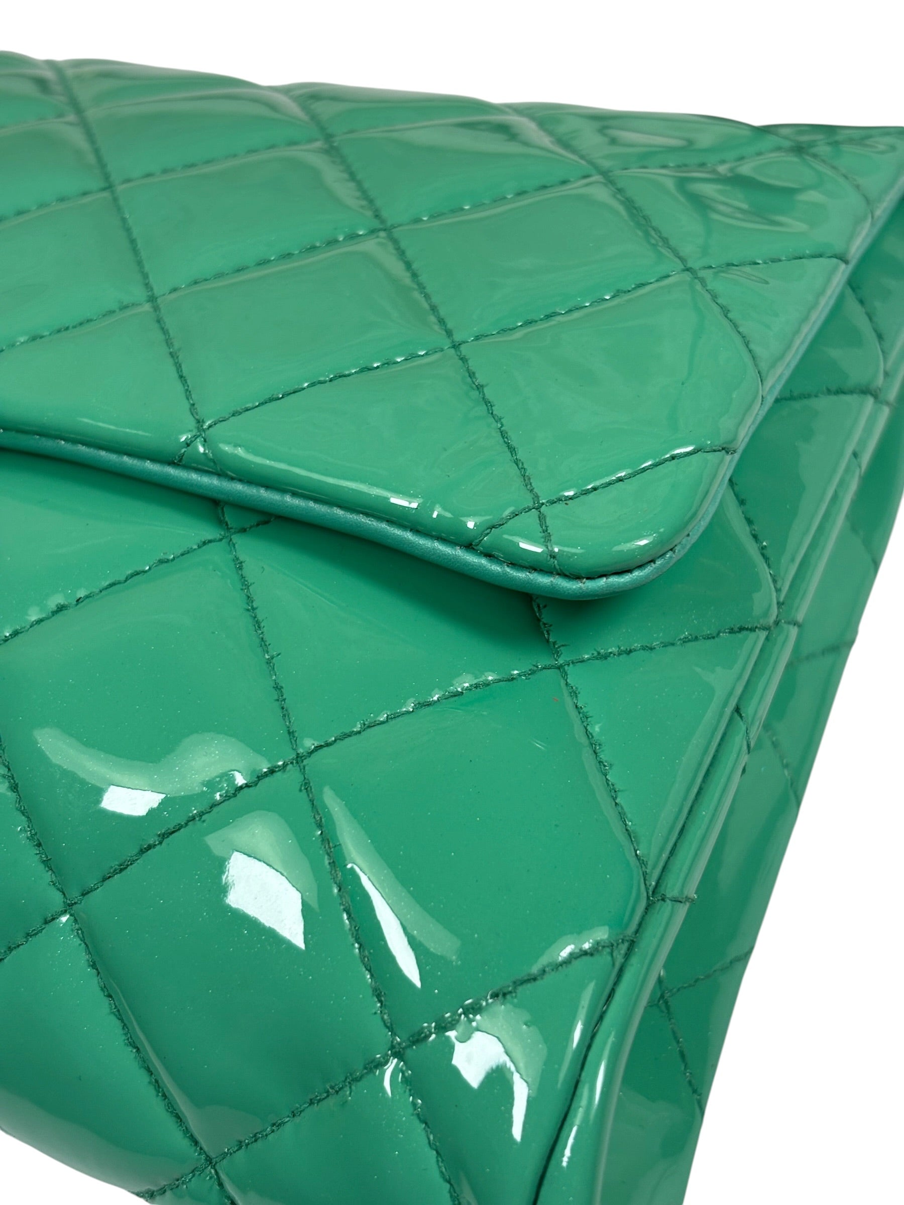 Chanel Green Quilted Patent Leather Flap Bag 2012