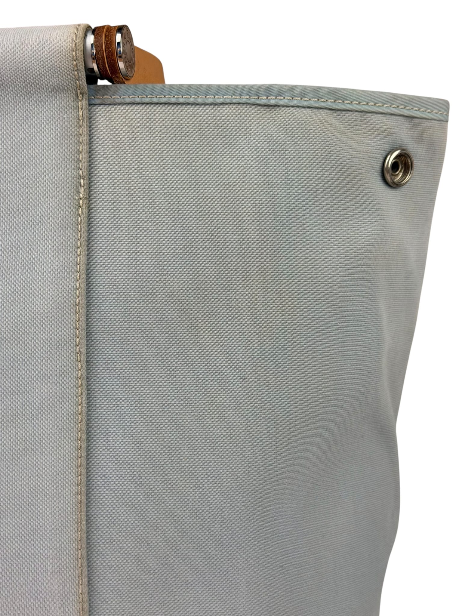 Hermes Light Blue Canvas Leather Trim Cabag Elan Tote
