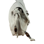 Gucci White Leather Bamboo Jungle Shoulder Bag