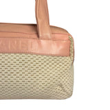 Chanel Cream/Pink Leather Lax Crochet Bowler Shoulder Bag 2004