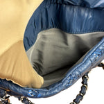 Chanel Blue Leather Trim/Nylon Tweed Stitch Puffer Chain Shoulder Bag 2010