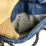 Chanel Blue Leather Trim/Nylon Tweed Stitch Puffer Chain Shoulder Bag 2010