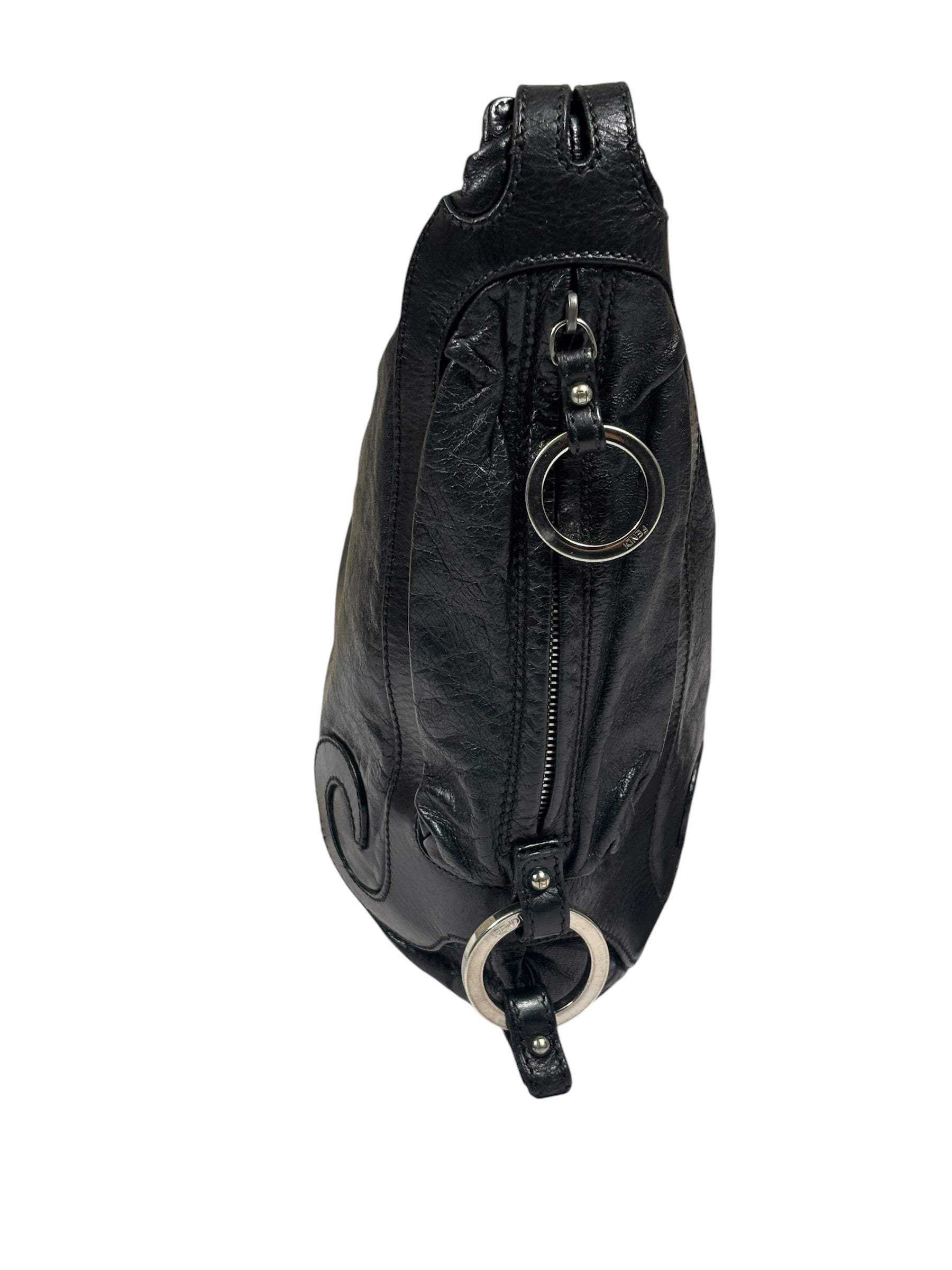 Fendi Black Leather Hobo Bag