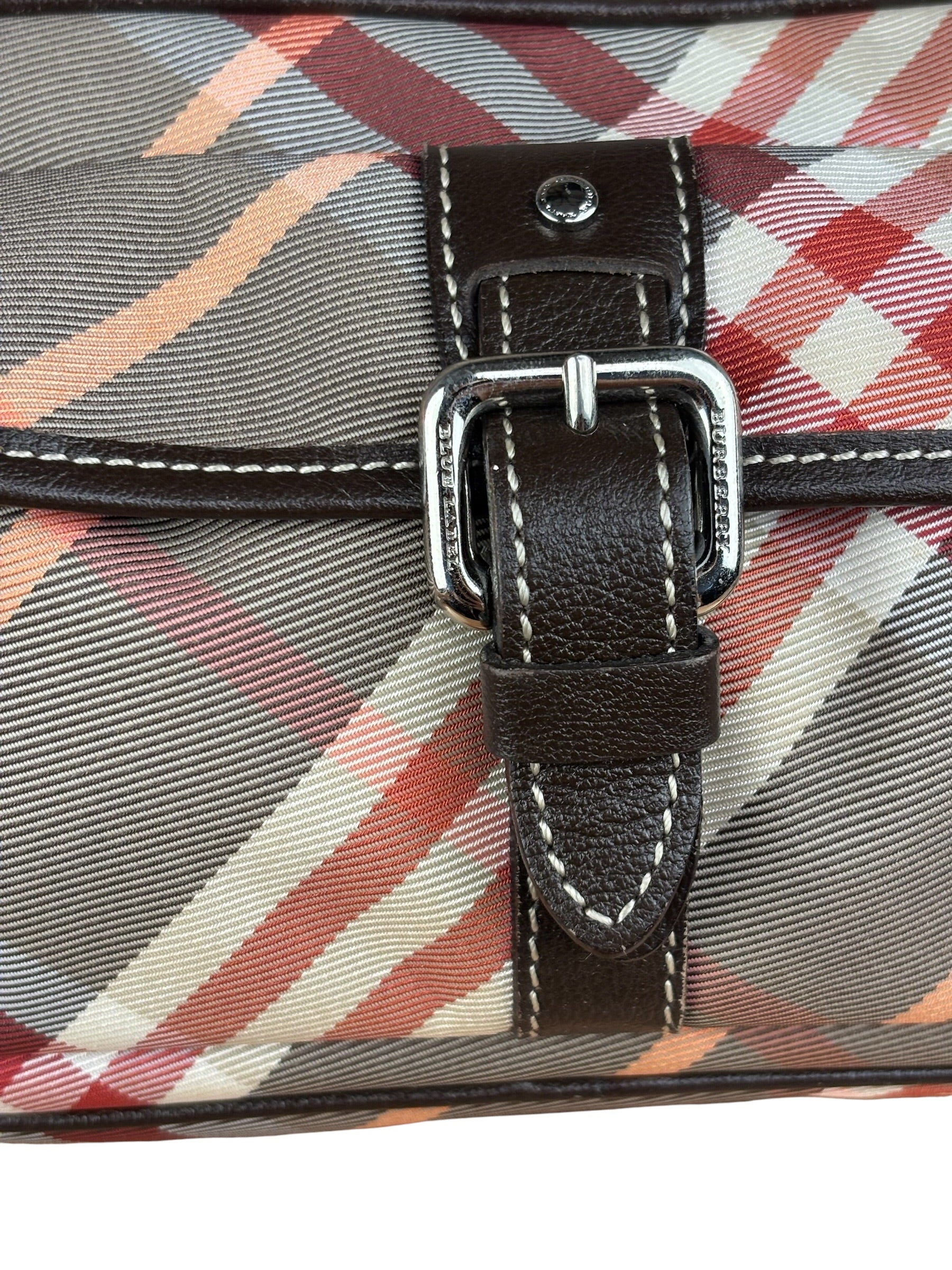 Burberry Nylon Leather Trim Nova Check Crossbody Bag