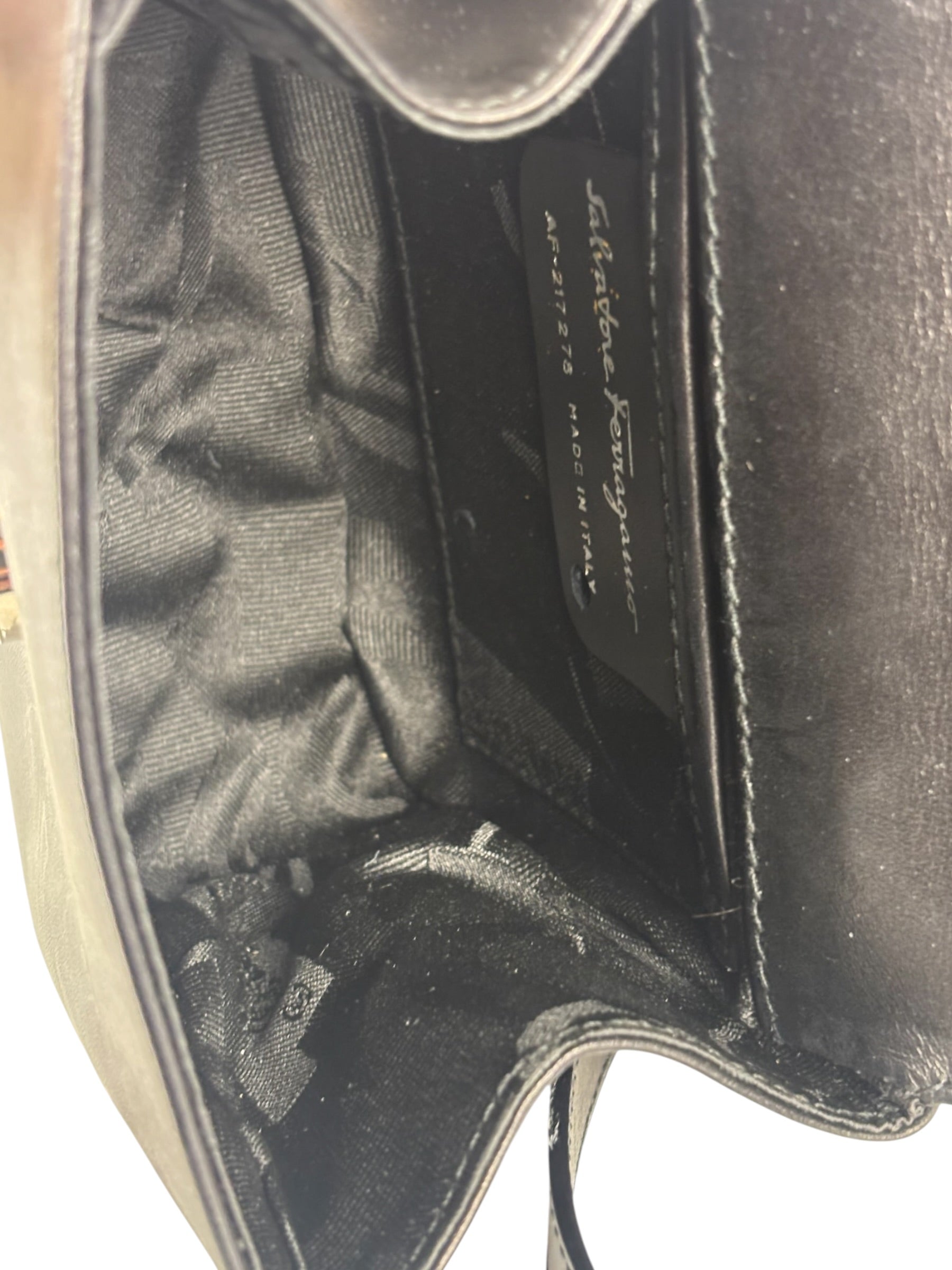 Ferragamo Black Leather Flap Mini Shoulder Bag