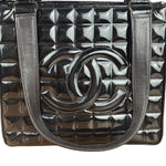 Chanel Black Patent Chocolate Bar Shoulder Tote 2002