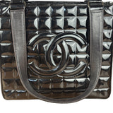 Chanel Black Patent Chocolate Bar Shoulder Tote 2002