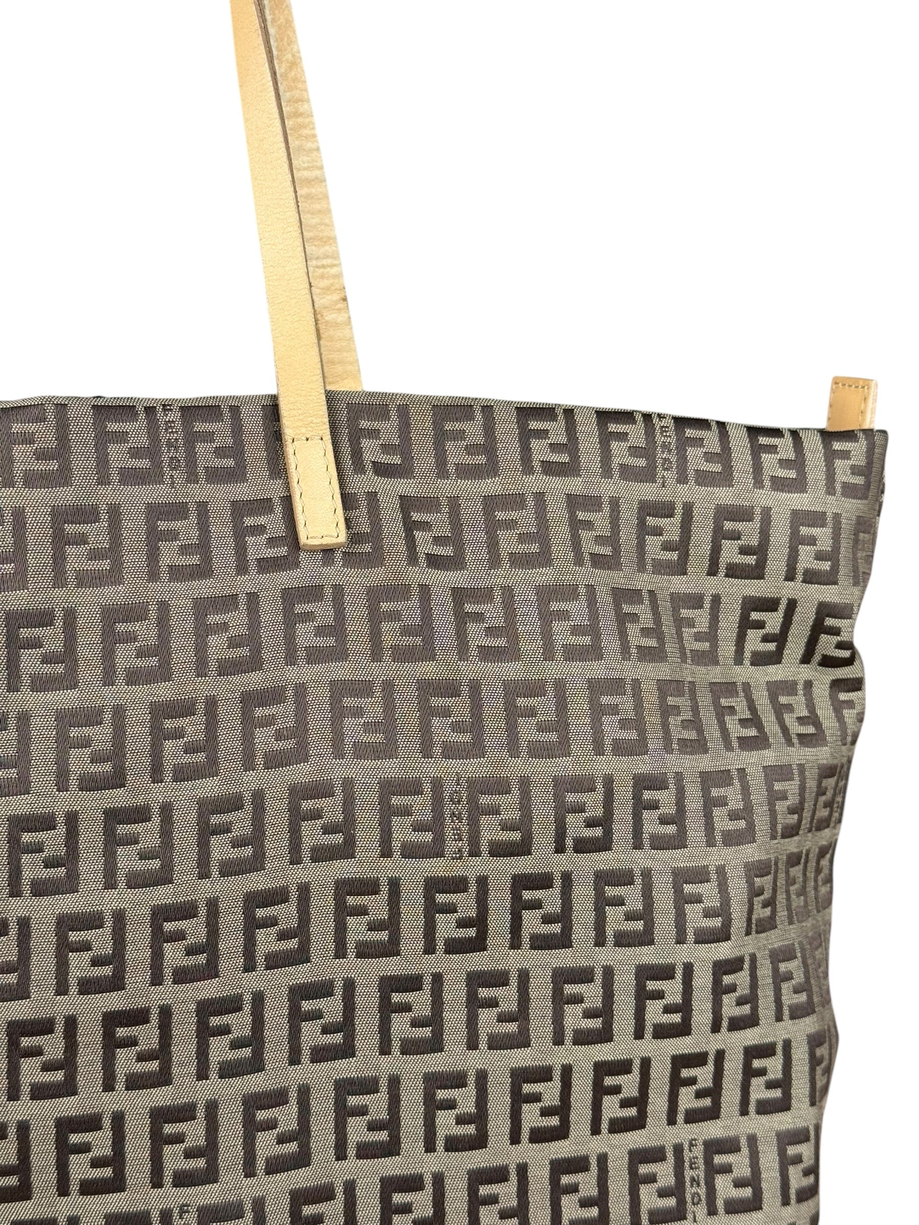 Fendi Vintage FF Canvas Print Zip Shoulder Tote