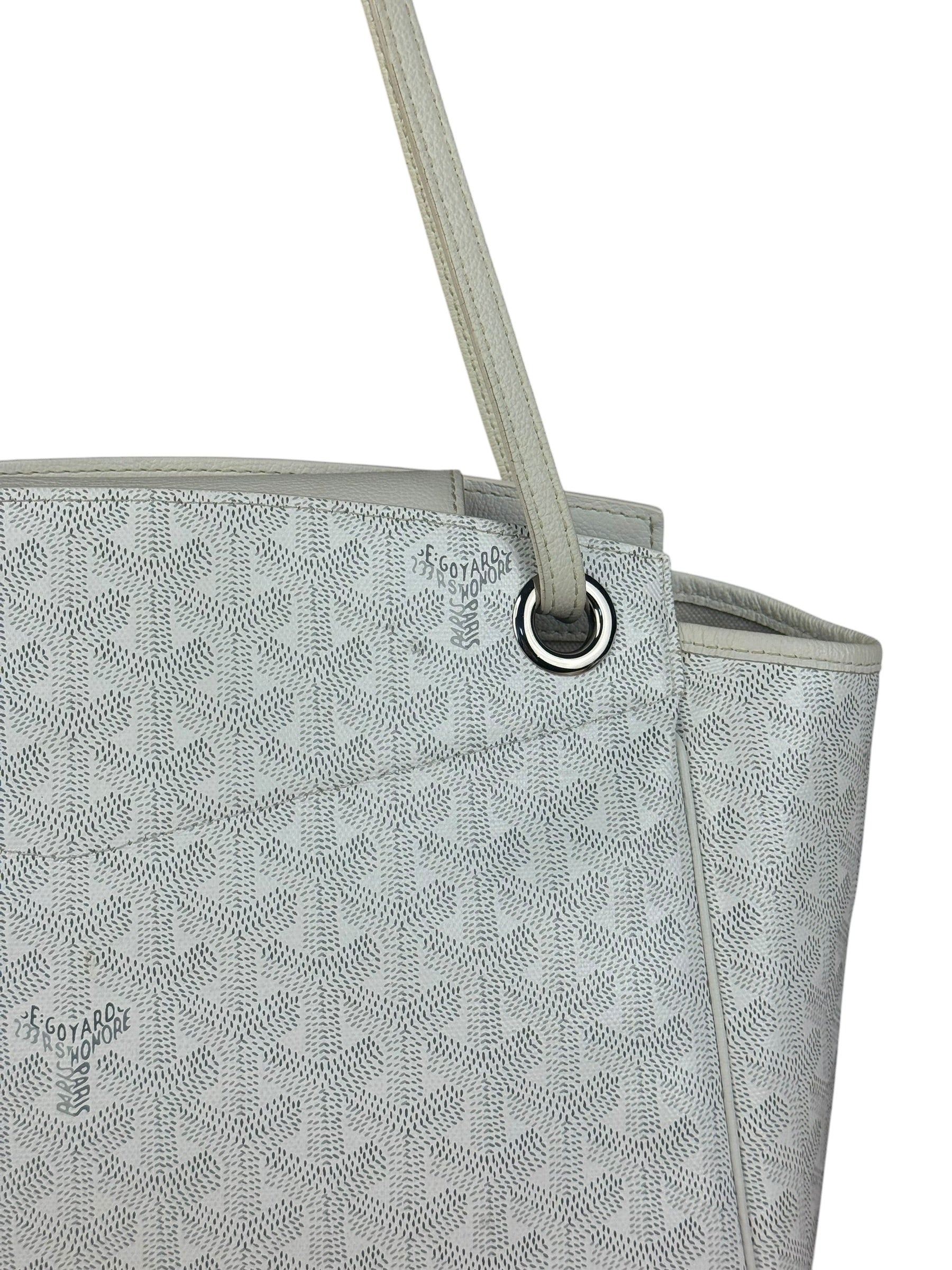 Goyard White Goyardine Sac Rouette PM Shoulder Tote