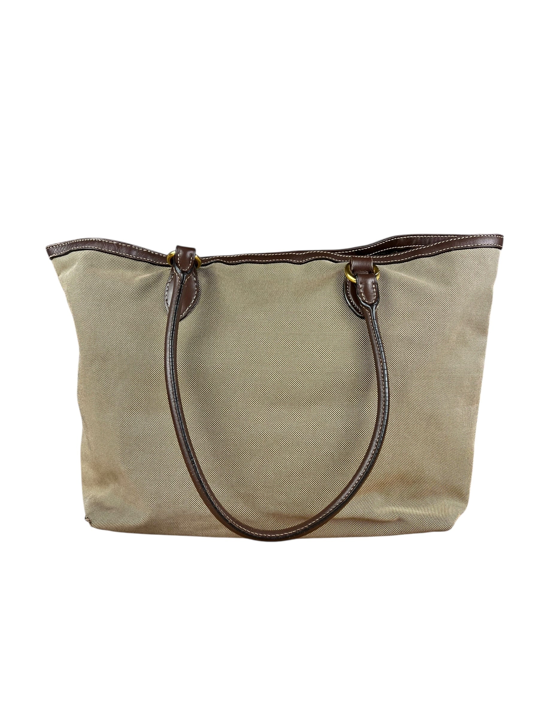 Prada Vintage Jacquard Logo Tote Brown