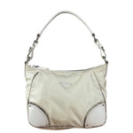 Prada White Tessuto Nylon Leather Trim Shoulder Bag