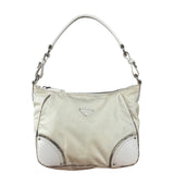 Prada White Tessuto Nylon Leather Trim Shoulder Bag