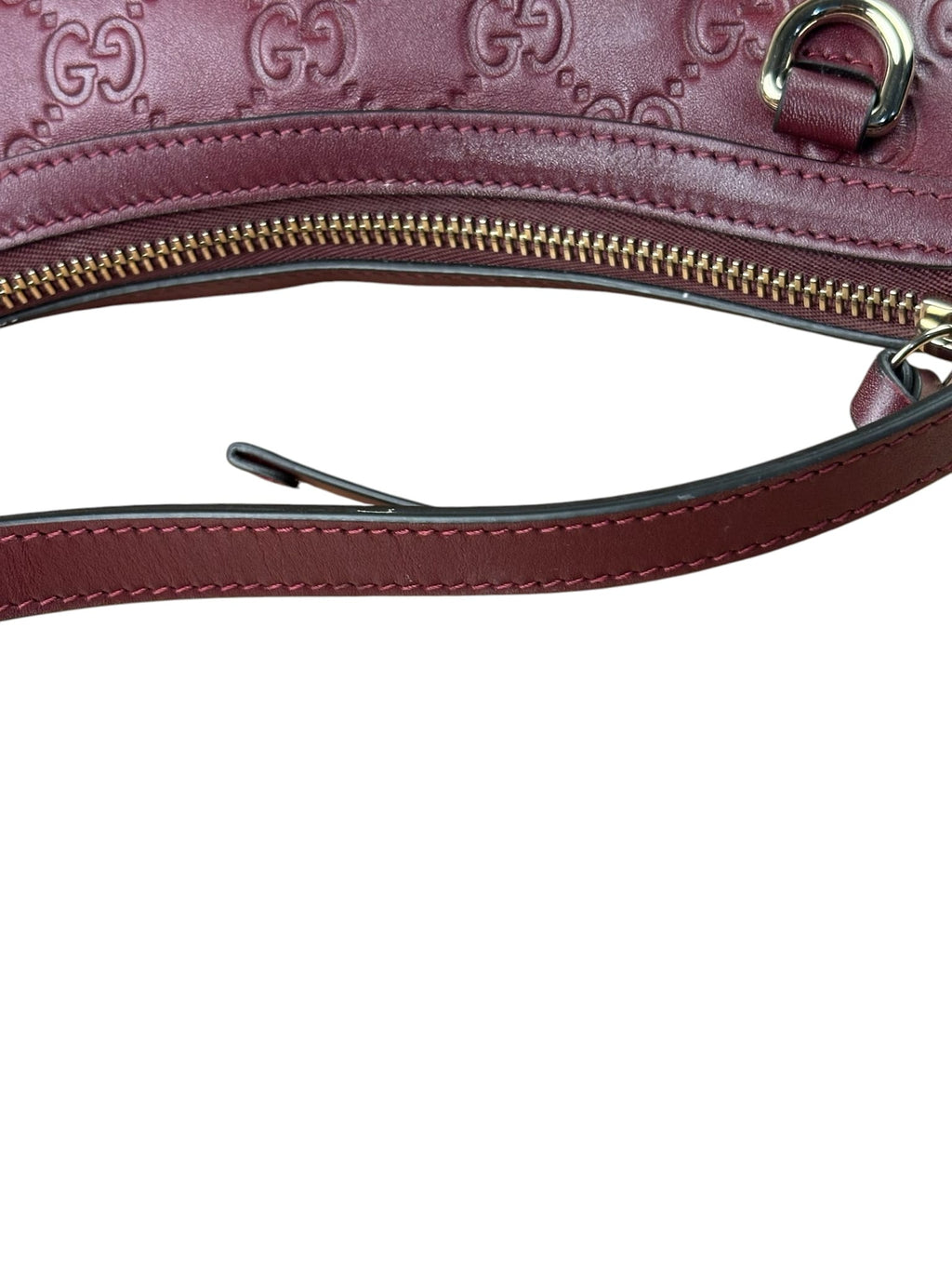 Gucci GG Emblem Red Leather Shoulder Bag