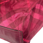Burberry Plum Nylon/Leather Trim Nova Check Buckleigh Packable Tote