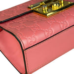Gucci GG Pink Embossed Leather Small Padlock Chain Bag
