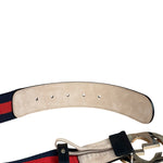 Gucci Navy Blue Leather Trim G Web Buckle Belt