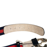 Gucci Navy Blue Leather Trim G Web Buckle Belt