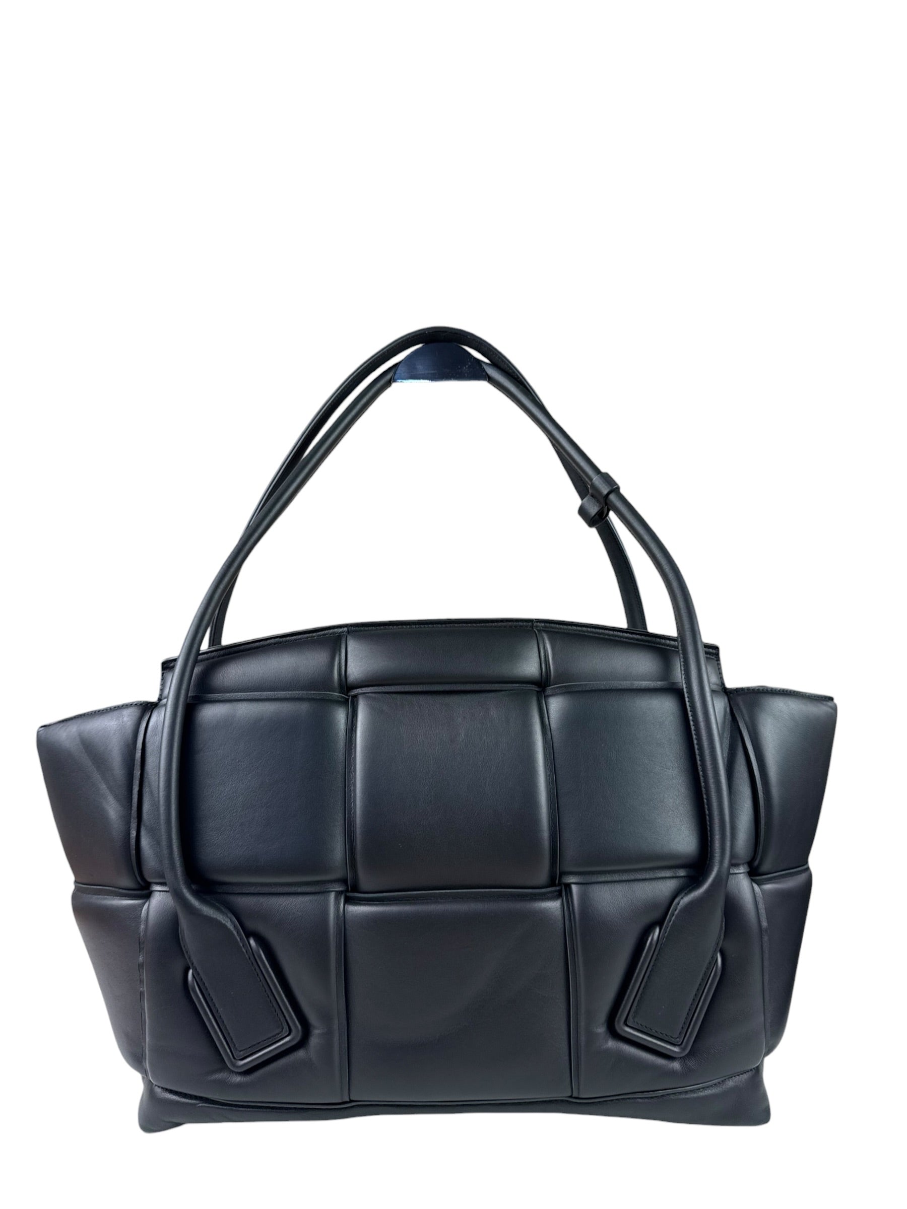 Bottega Veneta Black Nappa Leather Maxi Intrecciato Padded Large Arco Shoulder Bag