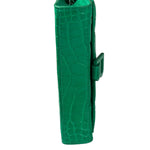 Balenciaga Green Crocodile Embossed Hourglass Wallet On Chain
