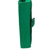 Balenciaga Green Crocodile Embossed Hourglass Wallet On Chain