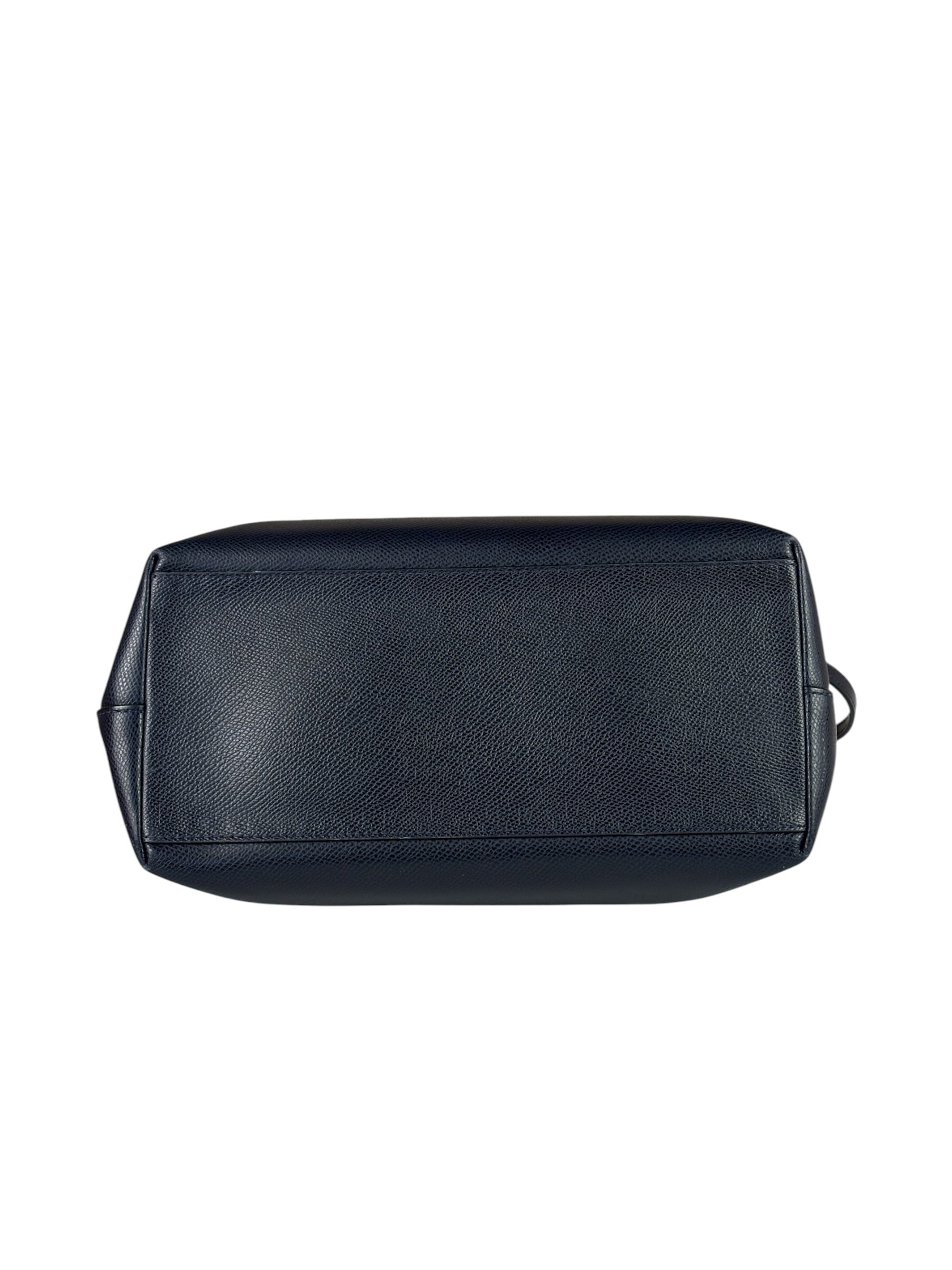 Coach Navy Crossgrain Leather City Zip Shoulder Bag