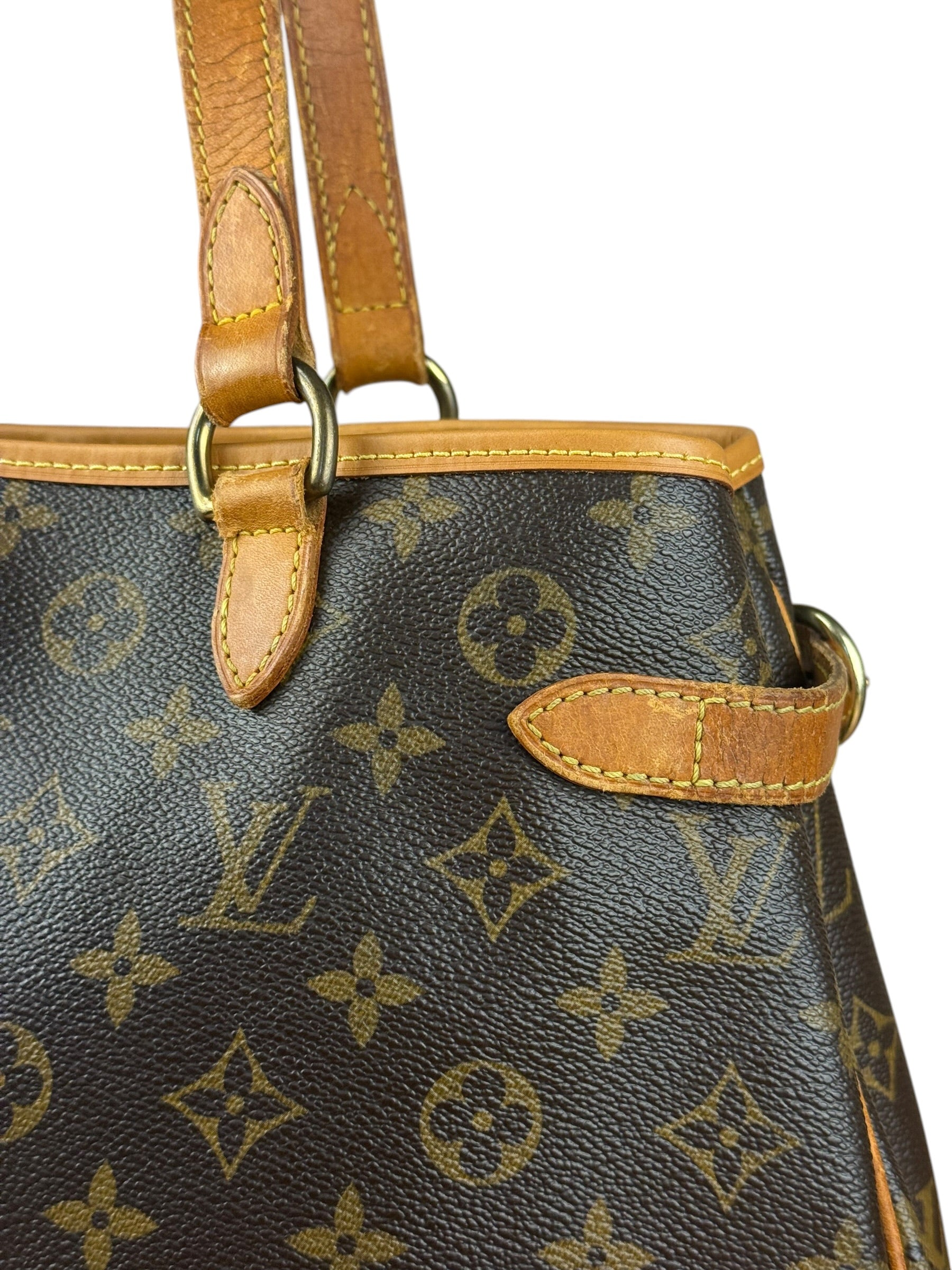 Louis Vuitton Leather Batignolles Horizontal Canvas Monogram Tote Bag