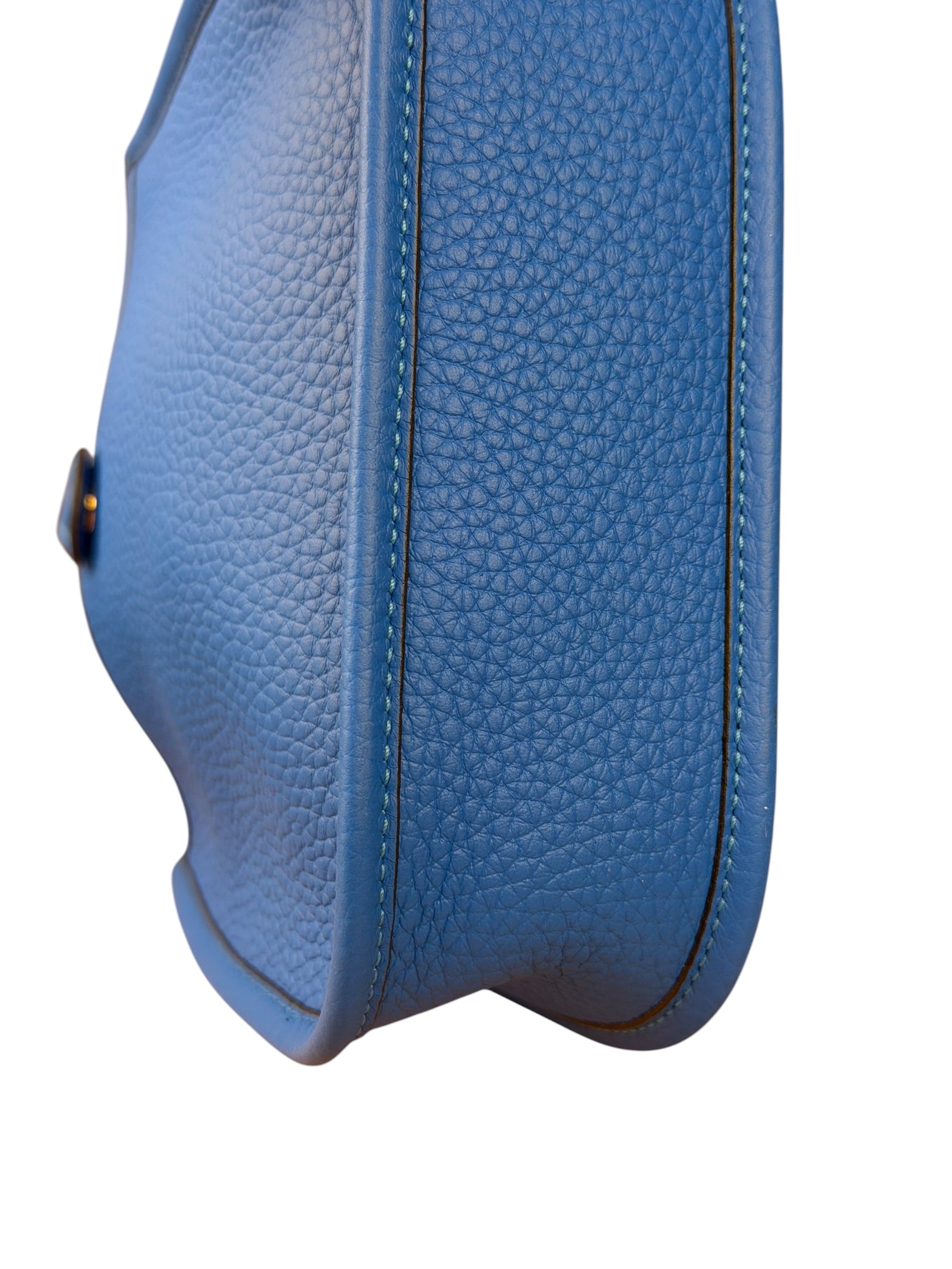 Hermes Bleu Hydra Leather Clemence Cordage Mini Evelyne TMP16